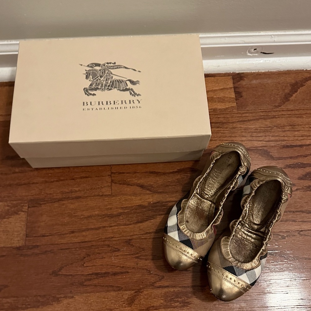 Burberry Bridle House Check Ballerina Flats with Studs